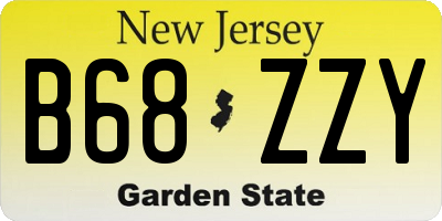 NJ license plate B68ZZY