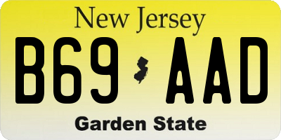 NJ license plate B69AAD