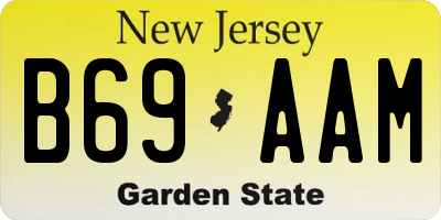 NJ license plate B69AAM