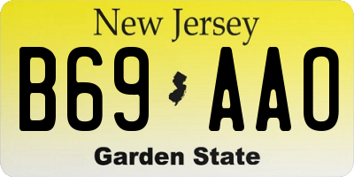 NJ license plate B69AAO