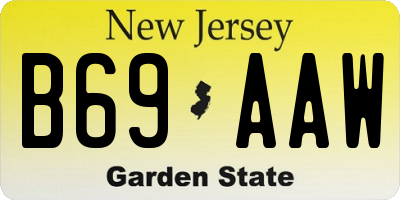 NJ license plate B69AAW