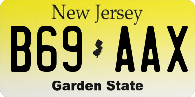 NJ license plate B69AAX