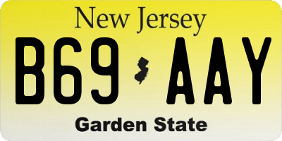 NJ license plate B69AAY