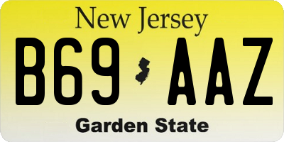 NJ license plate B69AAZ