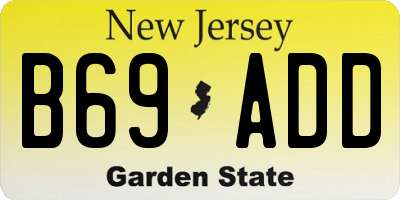 NJ license plate B69ADD