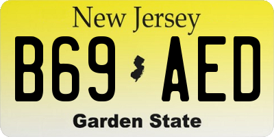 NJ license plate B69AED