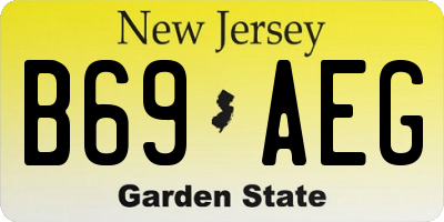 NJ license plate B69AEG