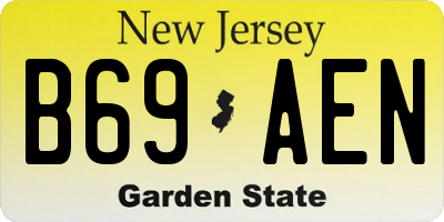 NJ license plate B69AEN