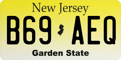 NJ license plate B69AEQ