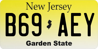 NJ license plate B69AEY