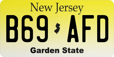 NJ license plate B69AFD
