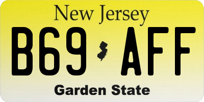 NJ license plate B69AFF