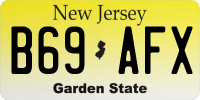 NJ license plate B69AFX