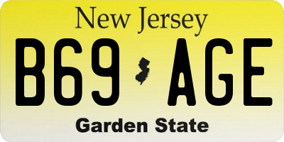 NJ license plate B69AGE