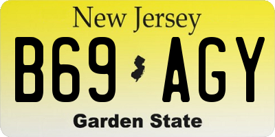 NJ license plate B69AGY