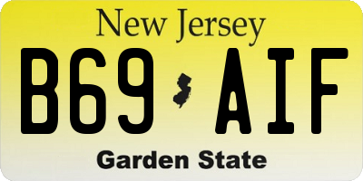 NJ license plate B69AIF