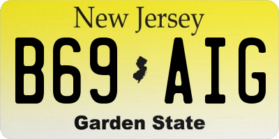 NJ license plate B69AIG