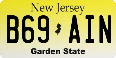 NJ license plate B69AIN