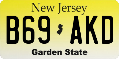 NJ license plate B69AKD