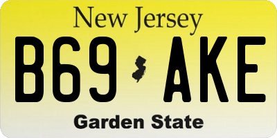 NJ license plate B69AKE