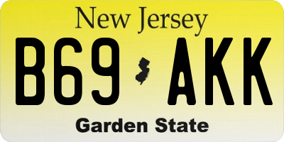 NJ license plate B69AKK