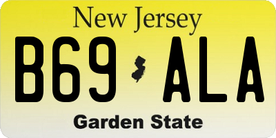 NJ license plate B69ALA