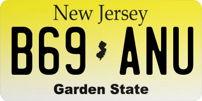 NJ license plate B69ANU