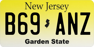NJ license plate B69ANZ