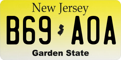 NJ license plate B69AOA