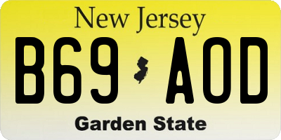 NJ license plate B69AOD