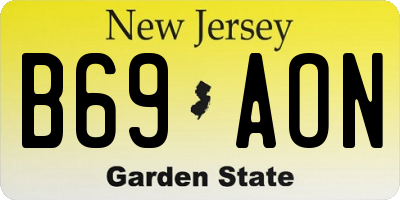 NJ license plate B69AON