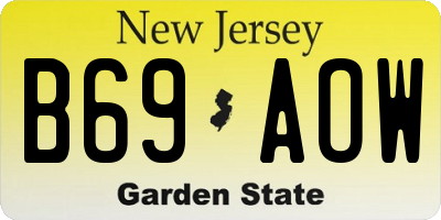 NJ license plate B69AOW