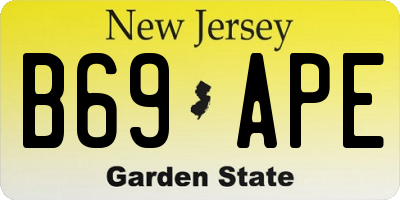 NJ license plate B69APE