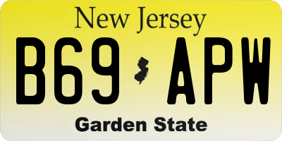 NJ license plate B69APW