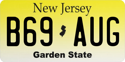 NJ license plate B69AUG