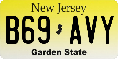 NJ license plate B69AVY