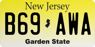 NJ license plate B69AWA
