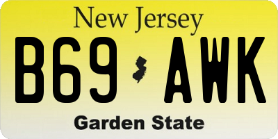 NJ license plate B69AWK