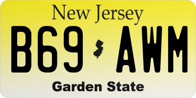 NJ license plate B69AWM