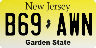 NJ license plate B69AWN