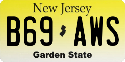 NJ license plate B69AWS