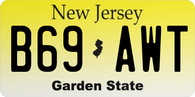 NJ license plate B69AWT