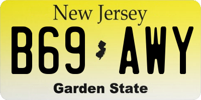 NJ license plate B69AWY