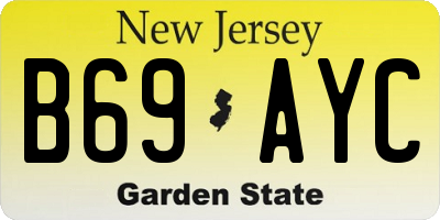 NJ license plate B69AYC