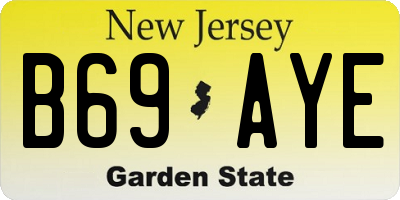 NJ license plate B69AYE