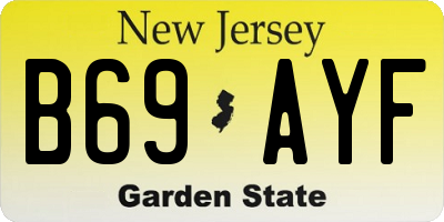NJ license plate B69AYF