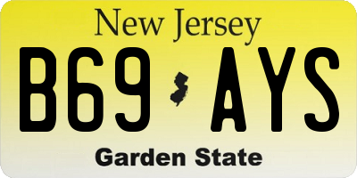 NJ license plate B69AYS
