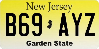 NJ license plate B69AYZ