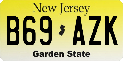 NJ license plate B69AZK
