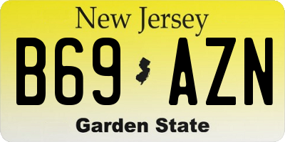 NJ license plate B69AZN